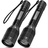 Linterna LED- Táctica Linterna 2PCS Alta Potencia 2000 Lúmenes- Linterna Militar con 5 Modos- Zoom IN-out- rango de luz…